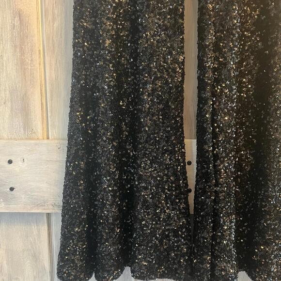 Express Black Sequin Flare Pants MEDIUM - Picture 2 of 7